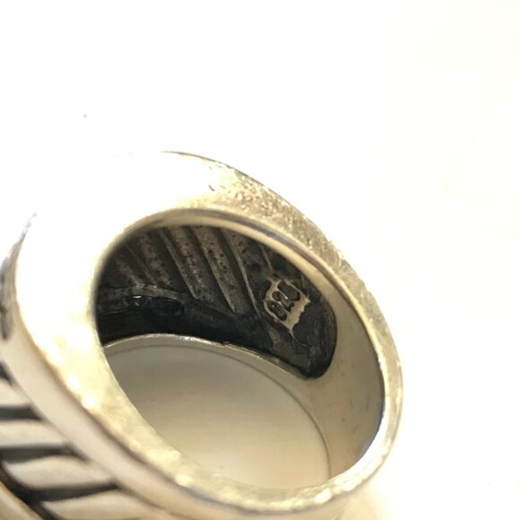 David Yurman 925 Sterling Silver Cable Cigar Band Ring Womens 6 Pave Diamonds - Picture 10 of 14
